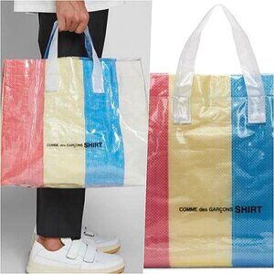 Comme Des Garcons Mens Large Foldable Pvc Commute Beach Farmers Market Tote Bag